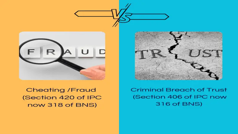 Cheating under Section 420 IPC (now Section 318 BNS) versus Criminal Breach of Trust under Section 406 IPC (now Section 316 BNS) comparison graphic